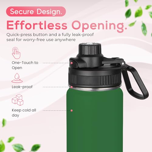 Y TOP 24 oz Botella de Agua Aislada con Tapa Antigoteo Ajustable para Portavasos de Auto – Doble Pared Acero Inoxidable Para Gimnasio, Niños, Deportes, Viajes y Escuela miniatura 6
