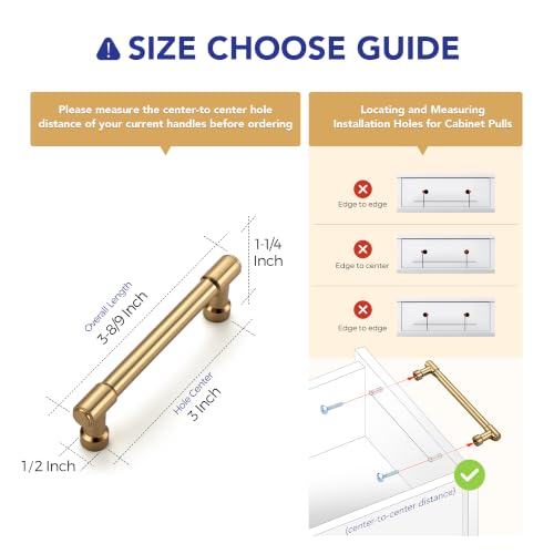 Image of Ravinte Polished Champagne Bronze Cabinet Handles 3 Inch 10 Pack