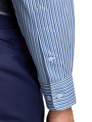 Paul Fredrick Men's Tailored Fit Comfort Stretch Non-Iron Stripe Dress Shirt4