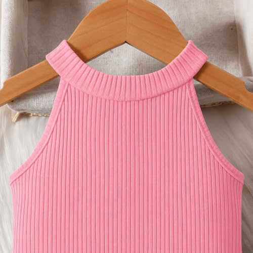Image of RIYANSHI Girls Sleeveless Ribbed Top & Button Skirt Set