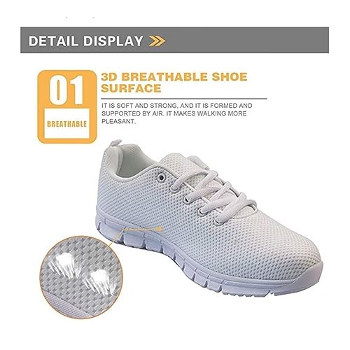 Jeiento Athletic Sneakers for Women＆Men Ethnic Style Mesh Running Shoes Workout Sneakers Lace-up Tennis Shoes Non Slip Gym Sports Shoes3