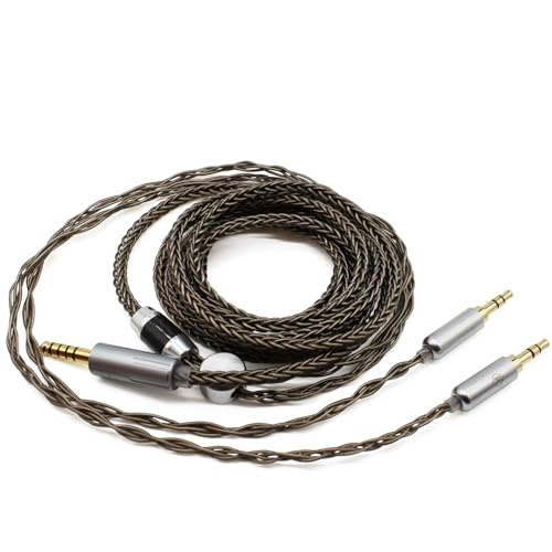 Youkamoo 4.4mm Cable Compatible for Hifiman HE4XX, HE-400i Headphones 8 Core Braided Silver Plated Replacement Audio Upgrade Cable (4.4mm to Dual 3.5mm Male Version)