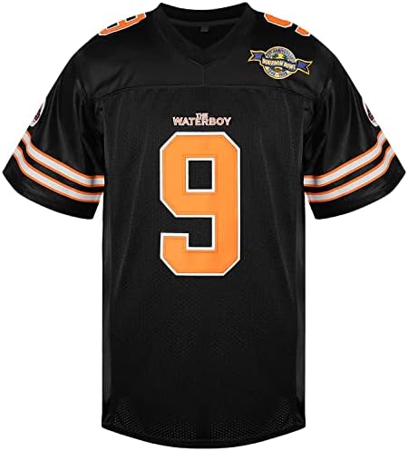 Bobby Boucher #9 The Waterboy Adam Sandler Movie Mud Dogs Bourbon Bowl Football Jersey (Black, XX-Large)