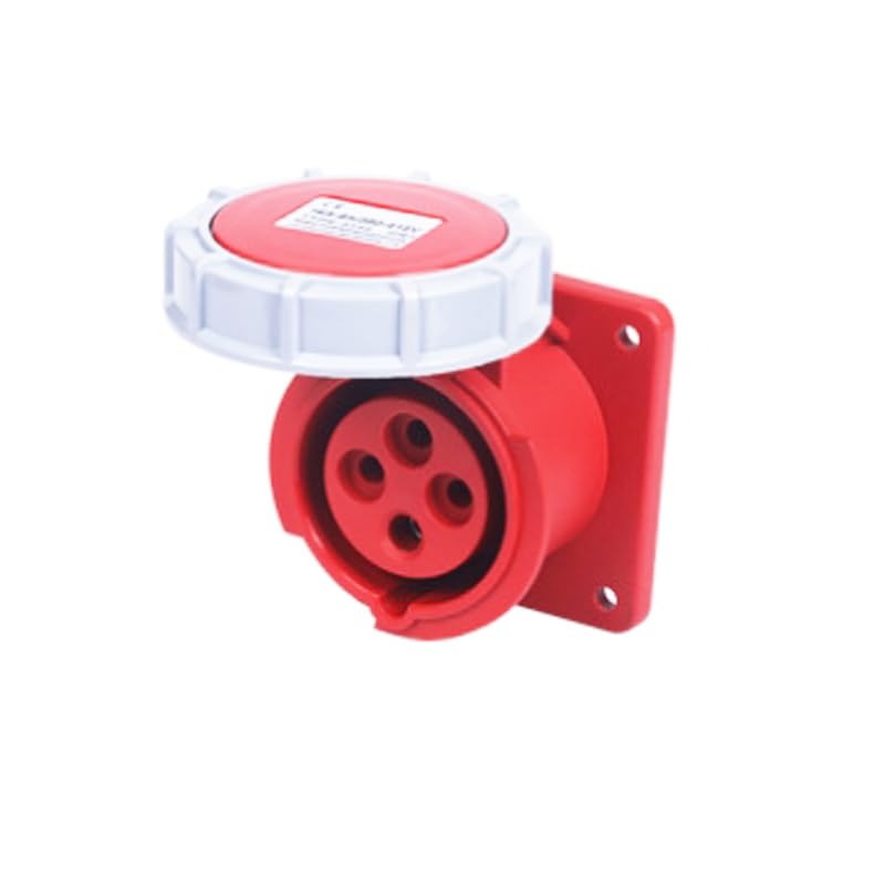 IEC 60309 Connecteur industriel étanche 4 broches 125 A 380 V-415 V 3P+E 6H IP67 Connexion d'alimentation femelle dissimulée pour l'aviation et l'industrie