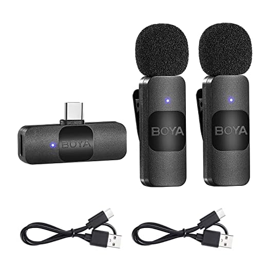 BOYA BY-V20 Microfone de lapela sem fios para tablet Android USB C, mini microfone de lapela externo tipo C com microfone de encaixe para gravação de vídeo Podcast YouTube Live Streaming
