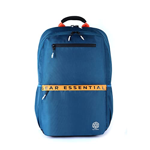 Gear LOGI-Q 27L Medium Water Resistant 5 Compartment Laptop Backpack/Backpack/Office Bag with Trolley Sleeve for Men/Women (Teal-Yellow)
