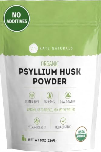Kate Naturals Organic Psyllium Husk Powder for Baking, Shake...