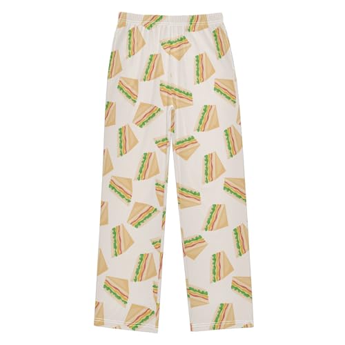 Funny Sandwich Boys Long Pants Soft Trousers Elastic Waist Kids Lounge Bottoms with Pockets S-XL