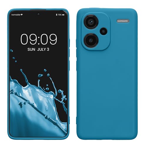 kwmobile Carcasa Compatible con Xiaomi Redmi Note 13 Pro+ 5G / Redmi Note 13 Pro Plus 5G Funda - con Bordes elevados - Apto Carga inalámbrica - Azul océano Mate