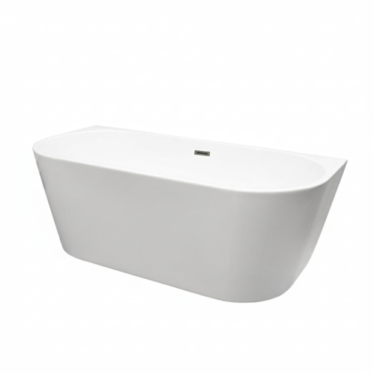 Bañera Exenta de Pared 214 L - Diseño Moderno con Desagüe Click-Clack Negro - Bañera Independiente 150 x 75 cm de Acrílico 3,5 mm para Mayor Retención Térmica
