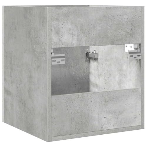 Armario para lavabo de baño gris hormigón con estructura compacta de madera de ingeniería 7