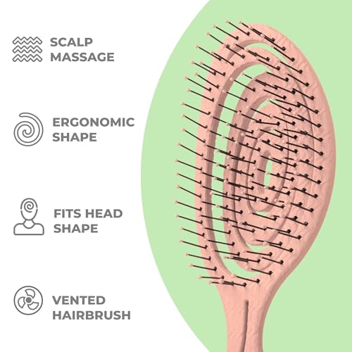 Ninabella Detangling Hair Brush for Women & Men - Does not Pull - Straightening Brushes for Straight & Curly Hair - Unique Spiral Hairbrush - Rose Gold