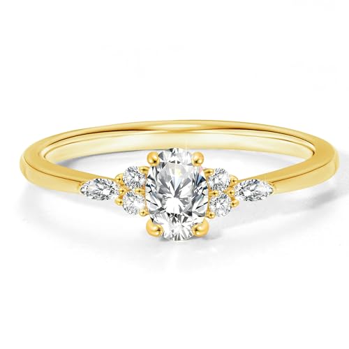 Promise Rings for Her Oval Engagement Rings for Women Dainty Gold/Silver/Rose Ring Waterproof Jewelry Gifts for Women Size 5-10