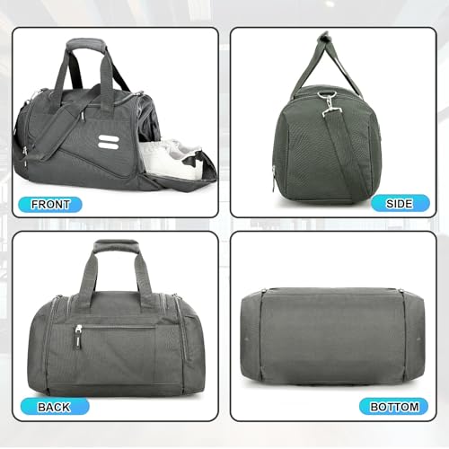 Image of Gym Bag for Men & Women - 30L Duffel Bag with Shoe Compartment, Weekender Water Resistant Duffle Bag for Travel, Sports, Fitness & Workouts, DarkGray