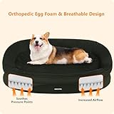 HMTOPE Orthopädisches Hundebett, Hundesofa, Vierseitiges Nackenrolle Kissen, rutschfeste Unterseite Hundekorb, Abnehmbar und Waschbar, Kleine Hunde, Mittelgroße Hunde, 90 x 71 x 15 cm, Olivgrün