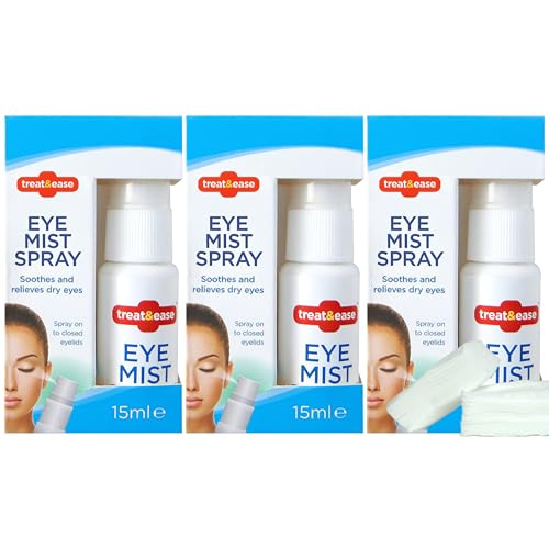 Eye Spray for Dry & Irritated Eyes - Pack of 3 | 20Pc Soft Cotton Pads | Instant Relief for Dry, Tired, Itchy Eyes | Refreshing & Soothing Mist | Long-Lasting Protection & Treatment