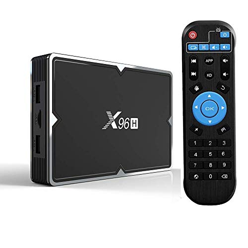 Huafeliz X96H Box TV Android 9.0 4 + 32 Go HD TV Box avec télécommande, prise en charge 4K Full HD/6K/3D 2,4 et 5 GHz WiFi/Bluetooth/3 ports USB Android Box