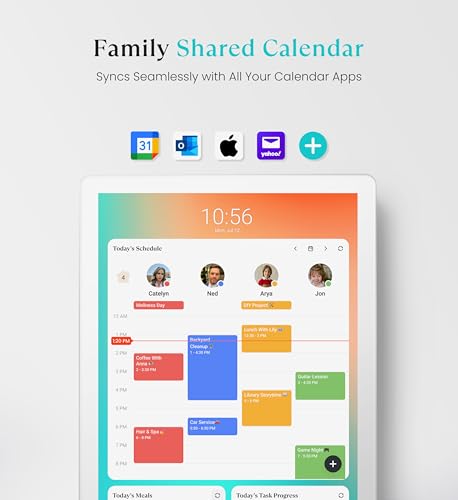 cozyla mate digital calendar 2 32 inch wall touch screen chore chart customizable dashboard smart electronic calendar for family schedules meal planner supports all google play apps wall mount white