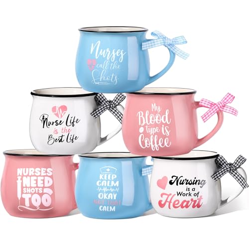 Zubebe Nurse Appreciation 12oz Ceramic Coffee Mugs (6 pcs)
