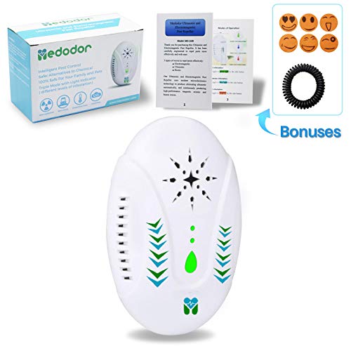 Electronic Bug Repellent Plug in Indoor - TRIPLE IMPACT Ultrasonic + Electromagnetic + Bionic - Drives Away - Bugs Mouse Roaches Ants Spiders Rats Bats Flies Mosquitoes Fleas Rodents and Insects