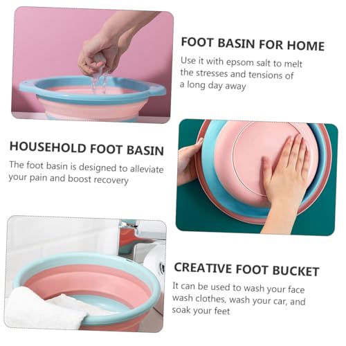 Balde plegable para pie impermeable rosa mediano miniatura 7