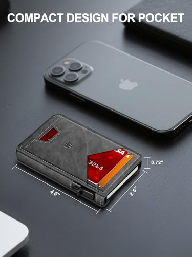 Image of Wallet for Men，Slim Minimalist Wallet with Money Clip ＆ ID Window, RFID Blocking Pop-Up Credit Card Holder (Minimalist Wallet, Gray) (GRAY)