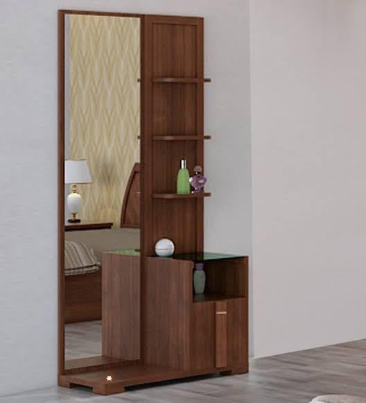 ABBAJI INTERIORS Engineered Wood Dressing Table with 4 Shelves (Wooden Texture)-image-36