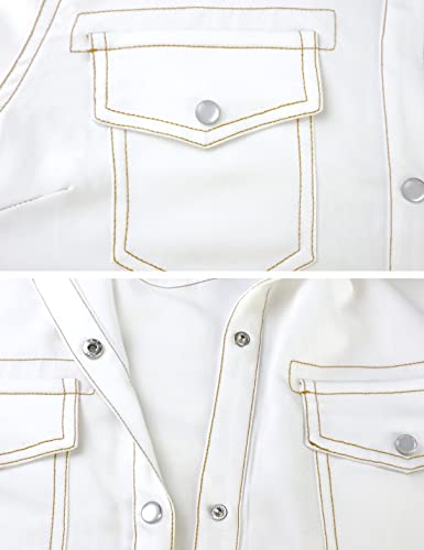 Image of SeekMe Womens Modern Denim Shirts Tie Front Crop Top Chambray Jean Shirts