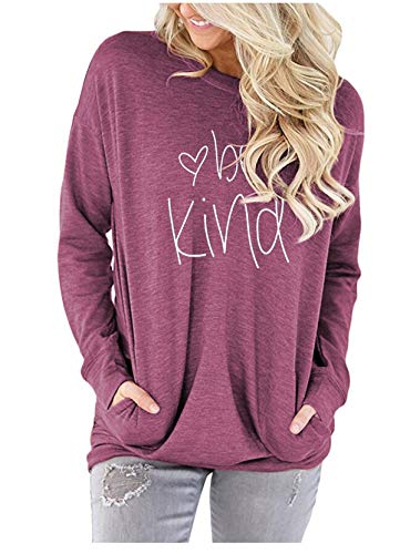 ONLYSHE Womens Crewneck Sweatshirt Casual Loose Fitting Tops Long Sleeve T Shirt