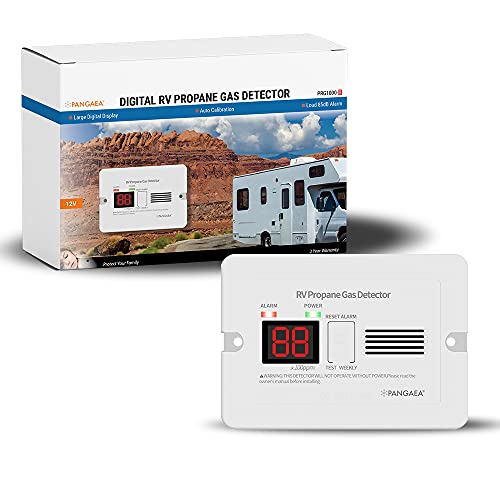 PANGAEA Digital RV Propane Gas Detector with 85dB Loud Alarm, DC 12V, for Trailer, Motorhome, Motorcoach (Surface Mount - White)