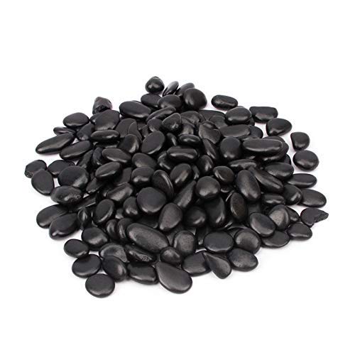 18 Pounds Decorative Pebbles Small Black Stones Aquarium Gravel River Rock, Natural Polished Decorative Gravel,Garden Ornamental Pebbles Rocks,Black Decorative Stones,Black Pebbles, Decor (Black) #TOP3
