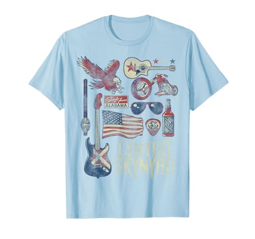 Lynyrd Skynyrd Collage Sweet Home Alabama Bandiera USA Biker Band Maglietta
