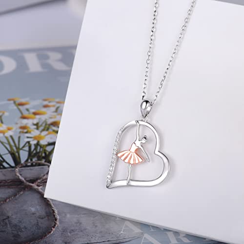 Acjna 925 Sterling Silver Heart Ballet Dance Lovers Dancer Necklace Ballerina Silhouette Jewelry Gift For Women #TOP1