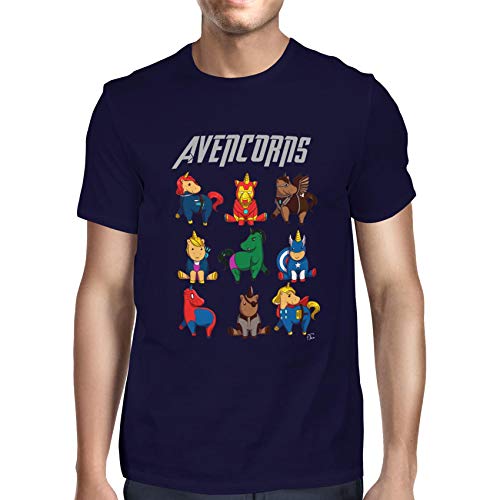 Image of 1Tee Mens Avencorns Unicorn T-Shirt Navy Blue X-Large