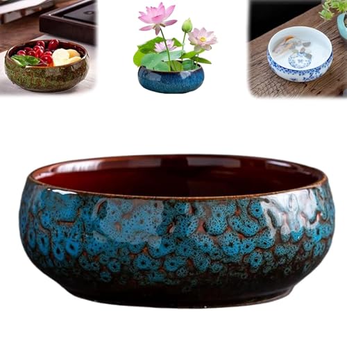 Pot Hydroponique,Pot De Fleur Ceramique,Plantes D'IntéRieur,Fleurs Vasque RéCipient Hydroponique Non Poreux De Grand Calibreavec GlaçUre Fluide, Applicable Aux Plantes Succulentes En Hydroponie (D)