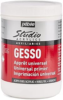 PEBEO 524122 Studio Acrylics 1 Litre Gesso, White, 1 l (Pack of 1)