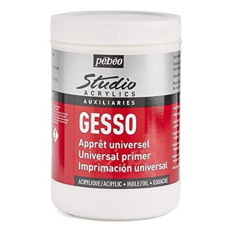 PEBEO 524122 Studio Acrylics 1 Litre Gesso, White, 1 l (Pack of 1) Cover