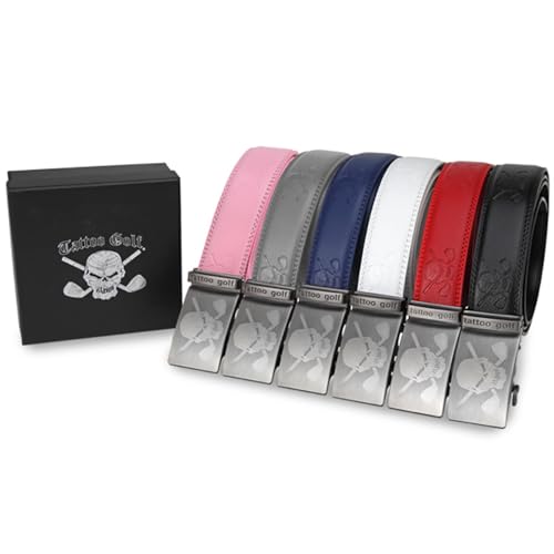 Tattoo Golf Black Leather Ratchet Belt One Size Fits Most2