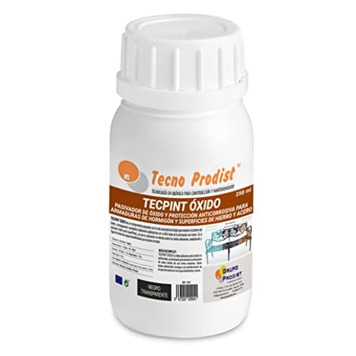 TECPINT OXIDO de Tecno Prodist - 250 ml - Pasivador de óxido al agua - protección anticorrosiva para armaduras – convertidor y transformador de oxido para superficies de hierro y acero