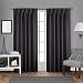Exclusive Home Curtains Sateen Woven Blackout Window Curtain Panel Pair with Pinch Pleat Top, 84" Length, Charcoal, 2 Piece