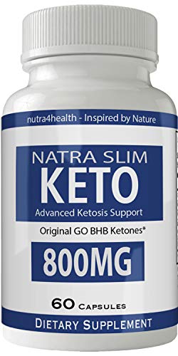 Natra Slim Keto Pills Advanced Weight Loss Supplement NatraSlim Natural Ketogenic 800 mg Formula with Original GO BHB Salts Ketone Diet Capsules to Boost Metabolism, Energy and Focus