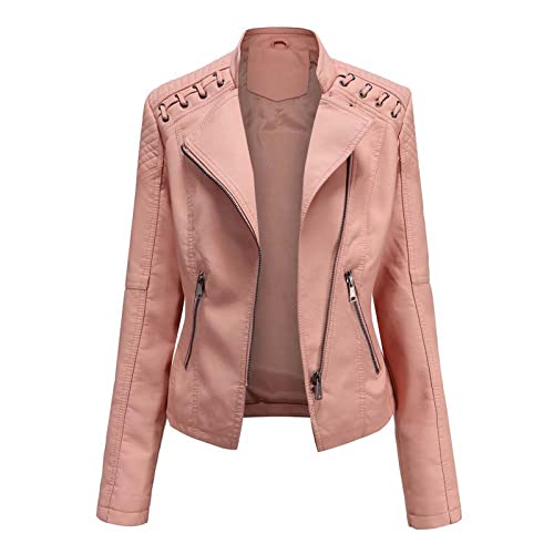 Veste de moto rose en duvet idéale pour les sorties urbaines et soirées punk