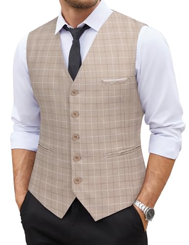 COOFANDY Men's Suit Vest Slim Fit Business Formal Waistcoat Casual Dress Vest