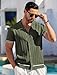 COOFANDY Mens Button Up Short Sleeve Knit Shirt Resort Wear for Men Vintage Old Money Shirt Army Green