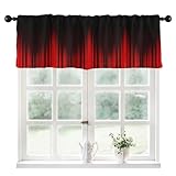 Coxila Red and Black Kitchen Valance Curtain 52 x 18 Inch Rod Pocket Ombre Gothic Goth Dark Abstract Mens Cool Anime Modern Horror Small Short Home Living Room Treatment Set of 1 Curtain Panel Drape
