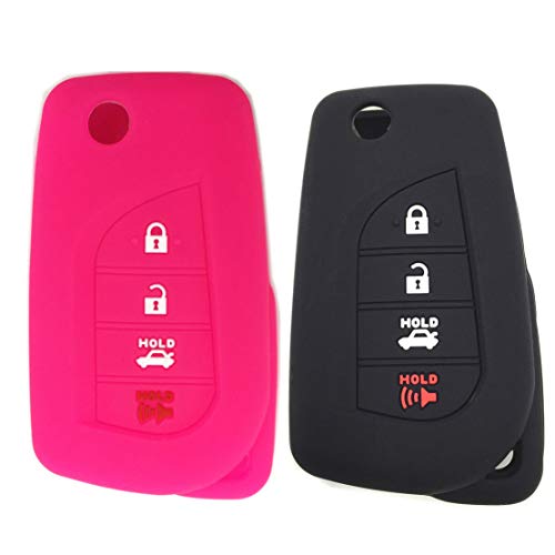 Ezzy Auto Black and Rose Silicone Rubber Key Fob Case Key Covers Key Jacket fit for Toyota Camry Yaris Avalon Corolla Highlander Sequoia Sienna Tundra Tacoma 4Runner Rav4 Ezzy Auto Black and Rose Silicone Rubber Key Fob Case Key Covers Key Jacket fit for Toyota Camry Yaris Avalon Corolla Highlander Sequoia Sienna Tundra Tacoma 4Runner Rav4