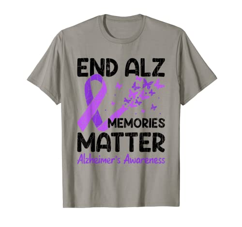End Alz Memories Matter Alzheimer Conciencia Púrpura Gráfico Camiseta