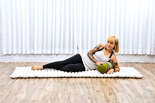 Image of Leewadee Small Yoga Bolster - Shape-Retaining Cervical Neck Roll, Tube Pillow for Comfortable Reading, Kapok Filling, 22 x 6 x 6 inches