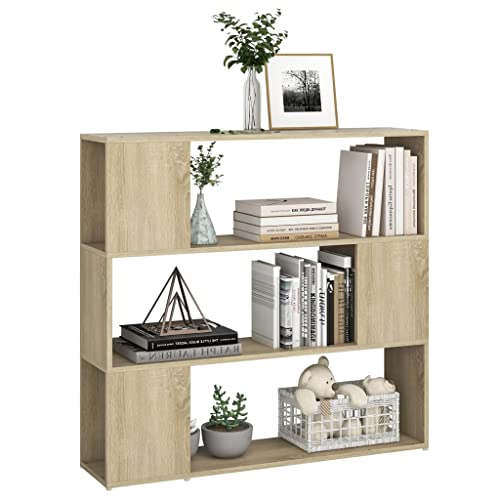 Estantería separadora de ambientes de roble Sonoma madera de 3 niveles 100x24x94 cm 6