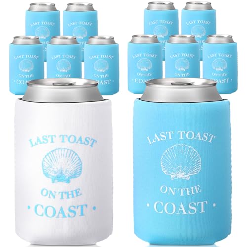 Image of 12 Count Last Toast Coast Beach Can Sleeves, 4 x 2.4 Inches